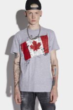 Dsquared2 Iconic Doodle Flag Cool T-Shirt D2 GREY - Image 3