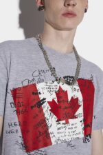 Dsquared2 Iconic Doodle Flag Cool T-Shirt D2 GREY - Image 4