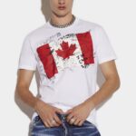 Dsquared2 Iconic Doodle Flag Cool T-Shirt D2 WHITE