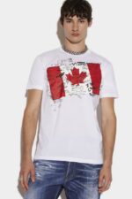 Dsquared2 Iconic Doodle Flag Cool T-Shirt D2 WHITE - Image 3