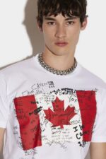 Dsquared2 Iconic Doodle Flag Cool T-Shirt D2 WHITE - Image 4