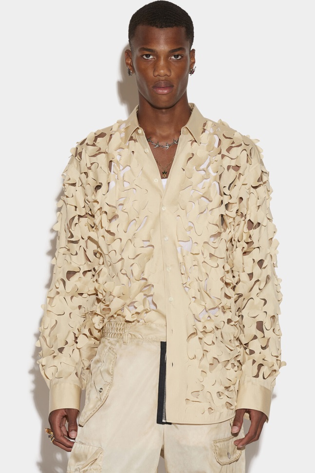dsquared2_iconic_dropped_shoulder_shirt_d2_ivory.jpg Dsquared2 Iconic Dropped Shoulder Shirt D2 IVORY - Image 1