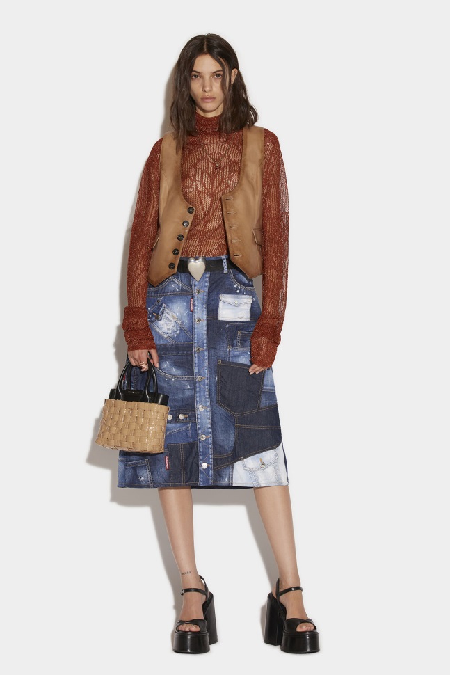 dsquared2_iconic_franken_midi_skirt.jpg Dsquared2 Iconic Franken Midi Skirt - Image 1
