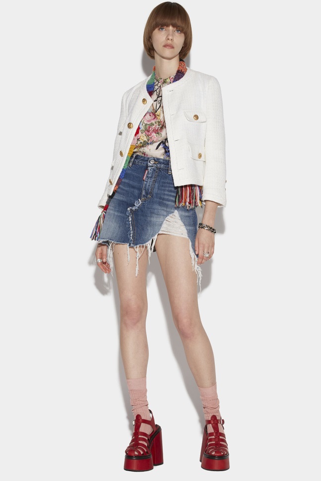 dsquared2_iconic_fringed_mini_skirt.jpg Dsquared2 Iconic Fringed Mini Skirt - Image 1