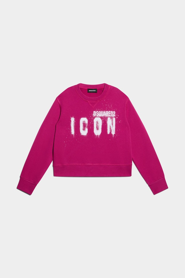 dsquared2_iconic_fuchsia_d2kids_icon_spray_sweatshirt.jpg Dsquared2 Iconic FUCHSIA D2Kids Icon Spray Sweatshirt - Image 1