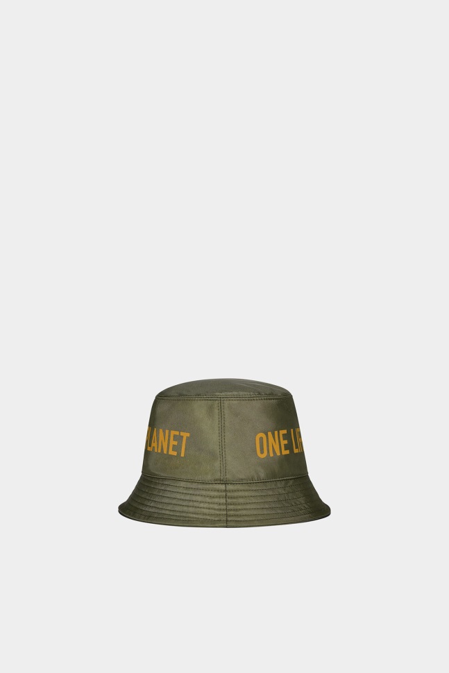 Dsquared2 Iconic GREEN/POPPY RED One Life Recycled Nylon Bucket Hat - Image 2