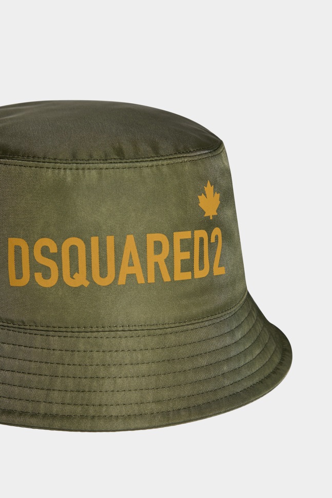 Dsquared2 Iconic GREEN/POPPY RED One Life Recycled Nylon Bucket Hat - Image 5