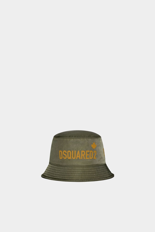 dsquared2_iconic_green_poppy_red_one_life_recycled_nylon_bucket_hat.jpg Dsquared2 Iconic GREEN/POPPY RED One Life Recycled Nylon Bucket Hat - Image 1