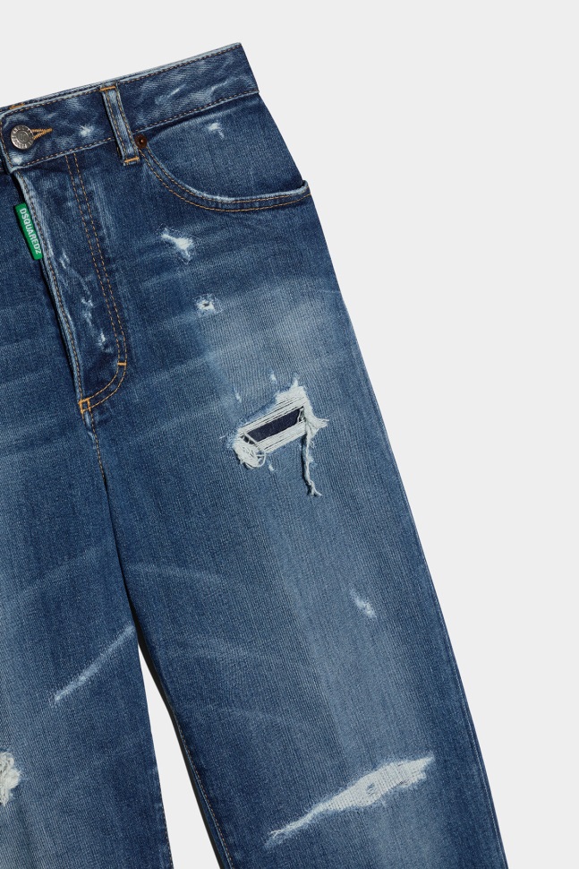 Dsquared2 Iconic Green Tab Partially Organic Cotton Boston Jeans NAVY BLUE - Image 4