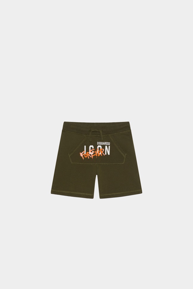 dsquared2_iconic_green_white_ds2_kids_icon_forever_sweatshorts.jpg Dsquared2 Iconic GREEN/WHITE DS2 Kids Icon Forever Sweatshorts - Image 1