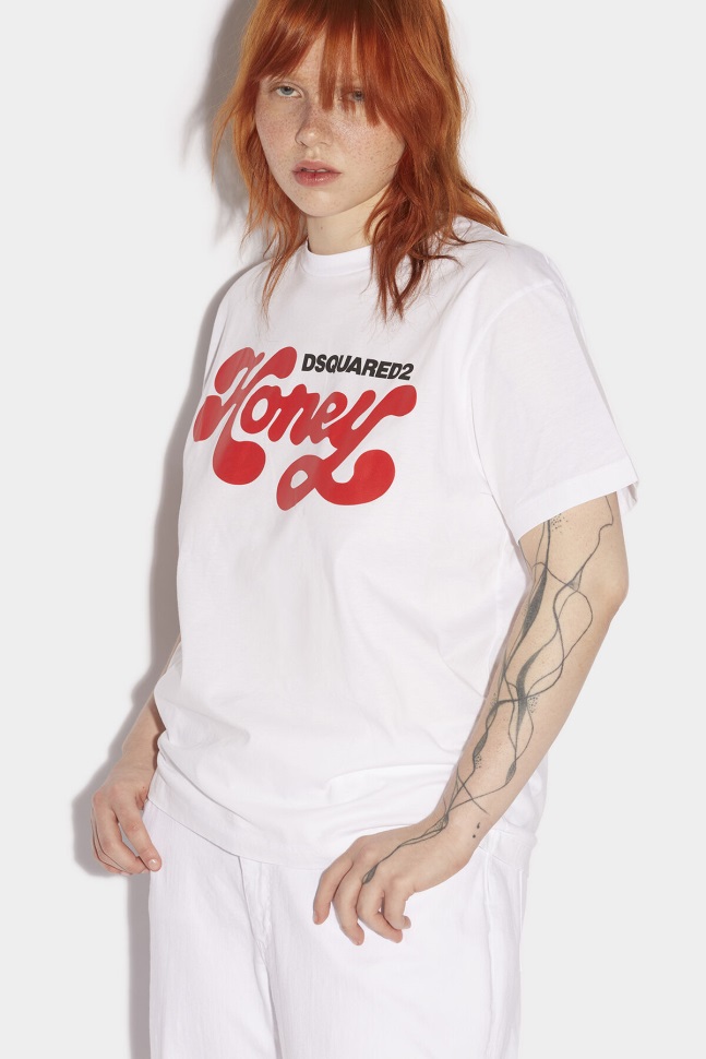 dsquared2_iconic_honey_t_shirt_white_black.jpg Dsquared2 Iconic Honey T-Shirt WHITE/BLACK - Image 1