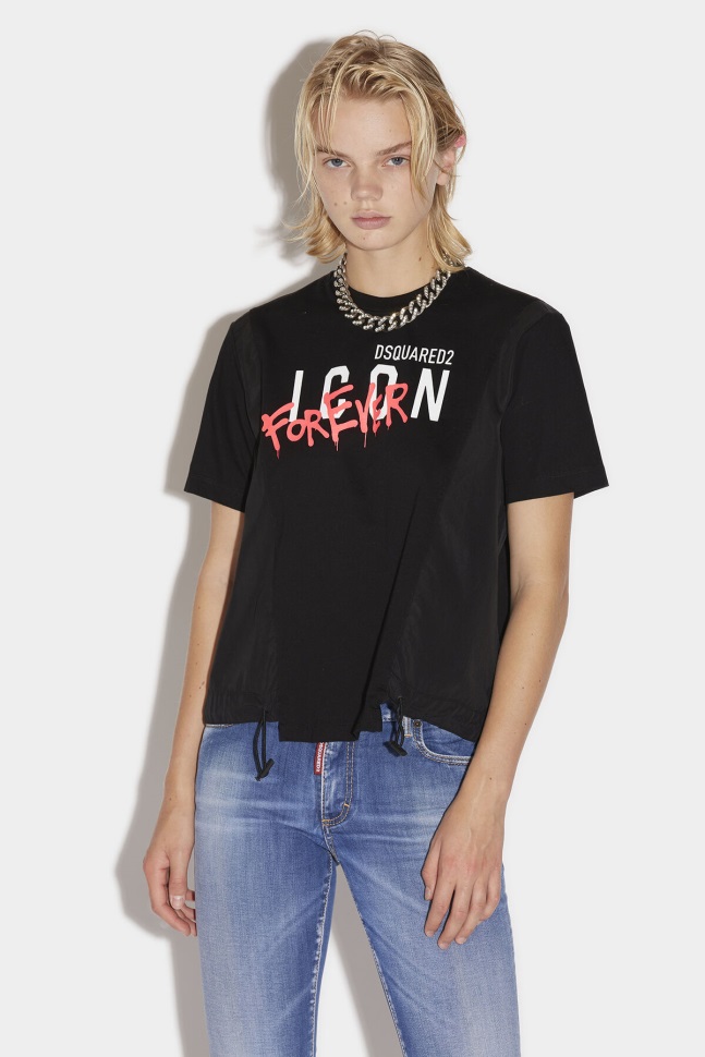 dsquared2_iconic_icon_forever_relax_t_shirt_white_black.jpg Dsquared2 Iconic Icon Forever Relax T-Shirt WHITE/BLACK - Image 1