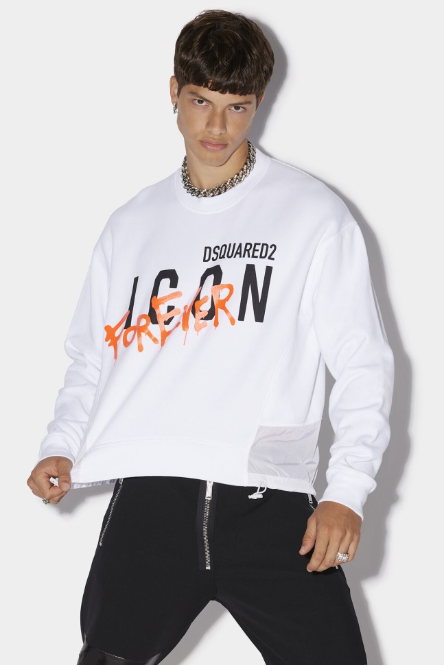 dsquared2_iconic_icon_forever_sweatshirt_d2_white_black.jpg Dsquared2 Iconic Icon Forever Sweatshirt D2 WHITE/BLACK - Image 1