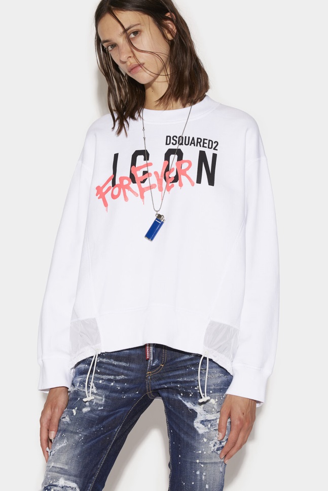 dsquared2_iconic_icon_forever_sweatshirt_white.jpg Dsquared2 Iconic Icon Forever Sweatshirt WHITE - Image 1