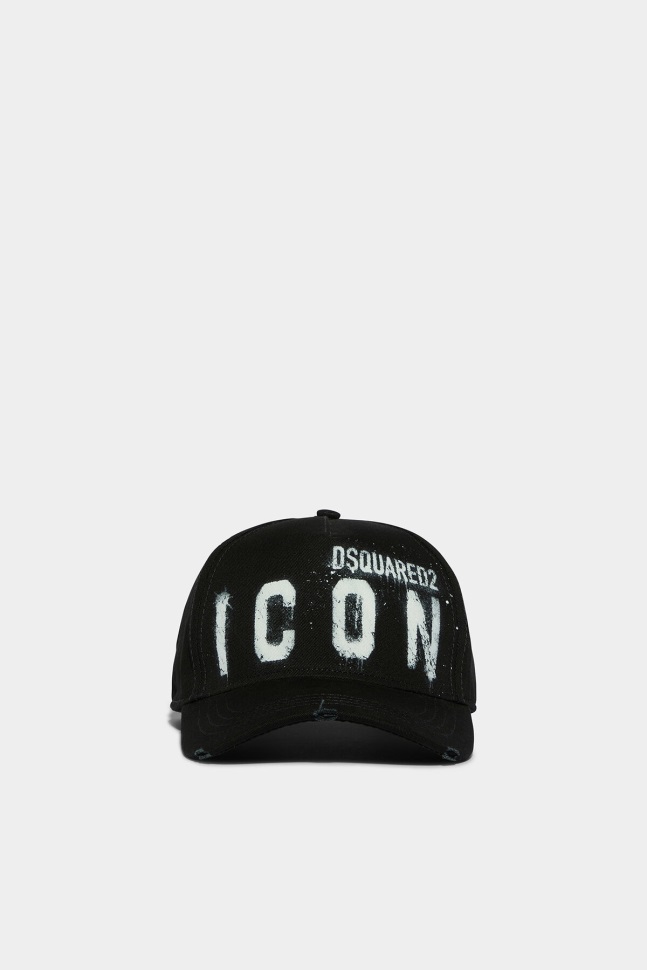 dsquared2_iconic_icon_spray_baseball_cap_d2_black.jpg Dsquared2 Iconic Icon Spray Baseball Cap D2 BLACK - Image 1