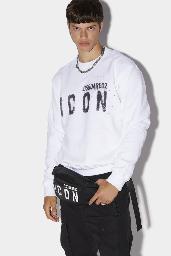dsquared2_iconic_icon_spray_sweatshirt_white.jpg Dsquared2 Iconic Icon Spray Sweatshirt WHITE - Image 1