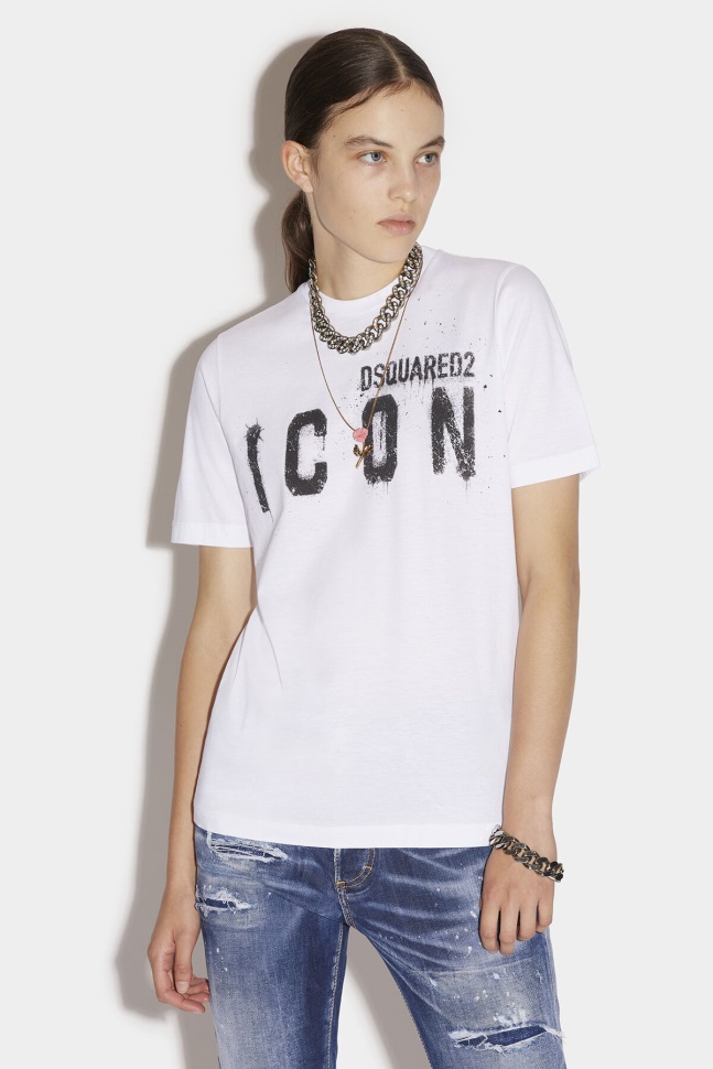 dsquared2_iconic_icon_spray_t_shirt.jpg Dsquared2 Iconic Icon Spray T-Shirt - Image 1