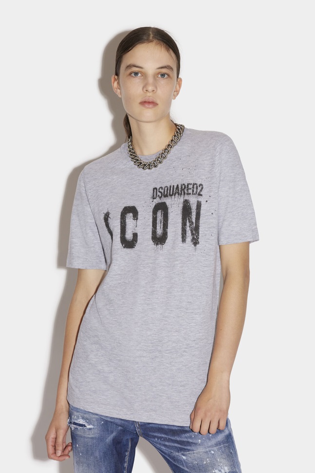 dsquared2_iconic_icon_spray_t_shirt_d2_grey.jpg Dsquared2 Iconic Icon Spray T-Shirt D2 GREY - Image 1