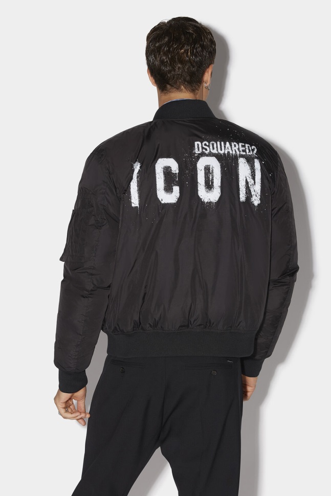 dsquared2_iconic_icon_spray_zip_bomber.jpg Dsquared2 Iconic Icon Spray Zip Bomber - Image 1