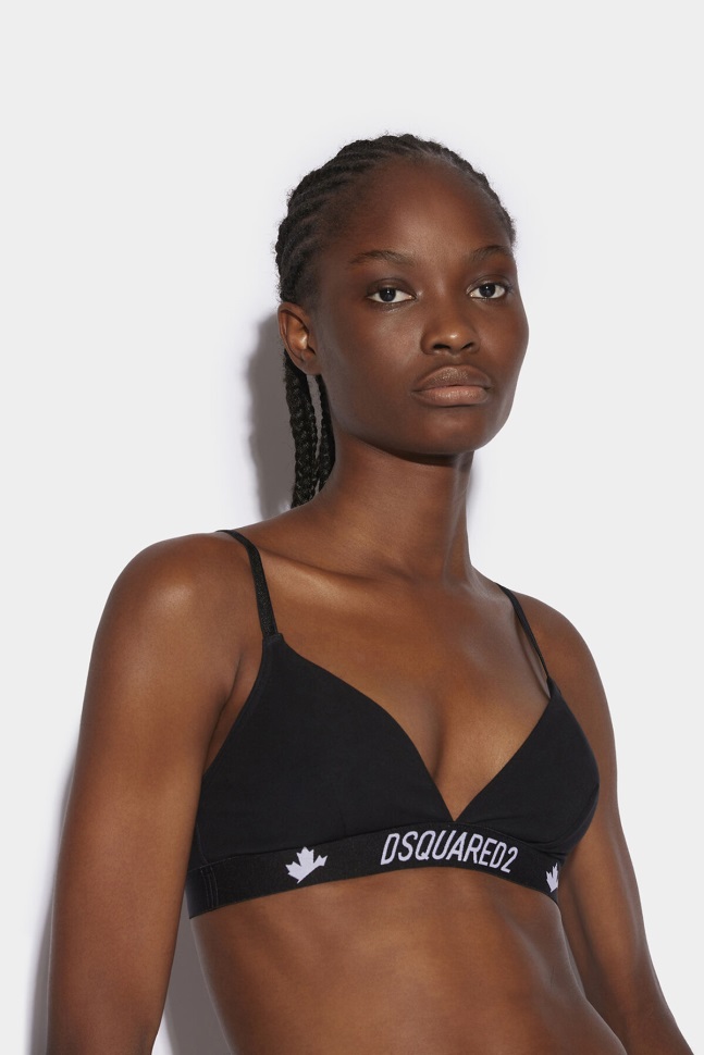 dsquared2_iconic_logo_leaf_triangle_bra_black_white.jpg Dsquared2 Iconic Logo Leaf Triangle Bra BLACK/WHITE - Image 1
