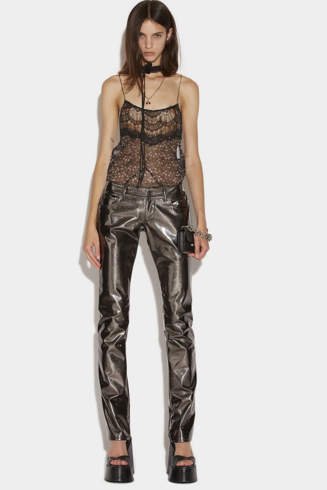 dsquared2_iconic_low_waist_bumster_trousers_silver_fantasy.jpg Dsquared2 Iconic Low Waist Bumster Trousers SILVER/FANTASY - Image 1