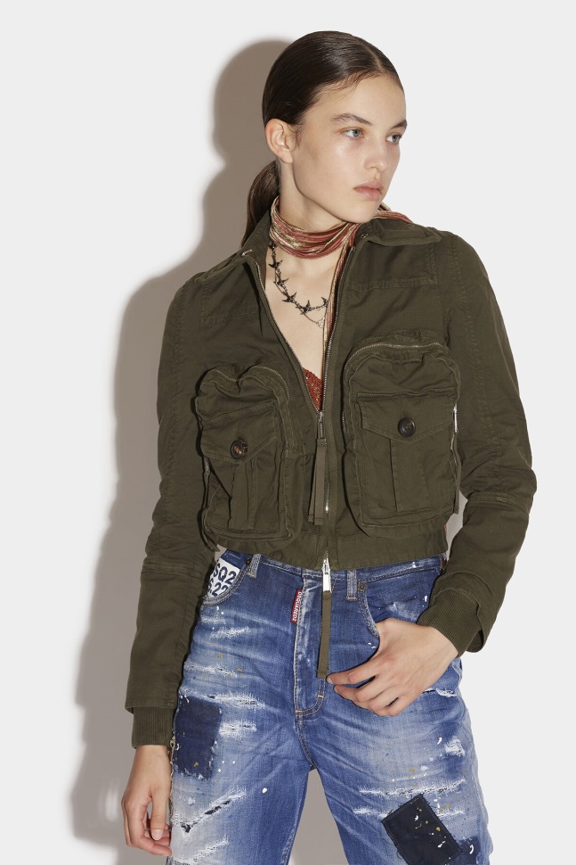 dsquared2_iconic_maxi_pocket_zip_jacket_d2_green.jpg Dsquared2 Iconic Maxi Pocket Zip Jacket D2 GREEN - Image 1