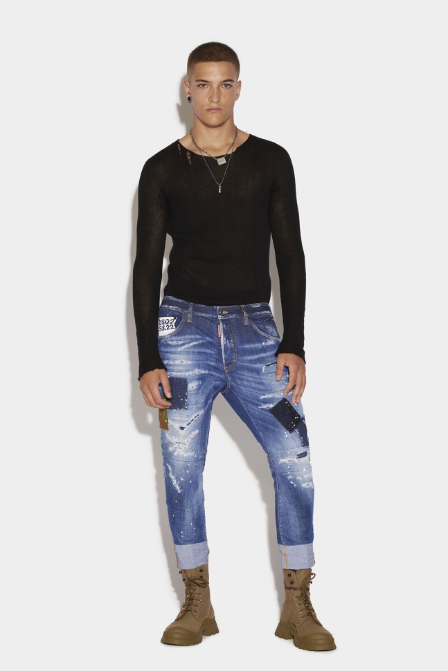 dsquared2_iconic_medium_camo_patch_wash_sailor_jeans.jpg Dsquared2 Iconic Medium Camo Patch Wash Sailor Jeans - Image 1