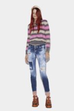 Dsquared2 Iconic Medium Dark Knee&Leg Patch Wash Jennifer Jeans