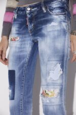 Dsquared2 Iconic Medium Dark Knee&Leg Patch Wash Jennifer Jeans - Image 3
