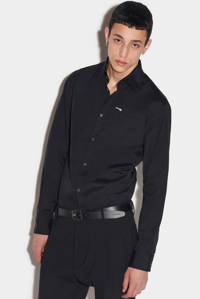 dsquared2_iconic_mini_logo_relax_dan_shirt_white_black.jpg Dsquared2 Iconic Mini Logo Relax Dan Shirt WHITE/BLACK - Image 1