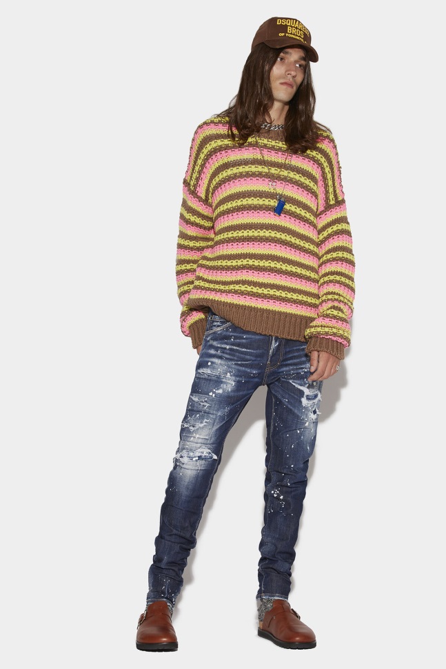 dsquared2_iconic_mini_stripes_sweater_d2_camel.jpg Dsquared2 Iconic Mini Stripes Sweater D2 CAMEL - Image 1