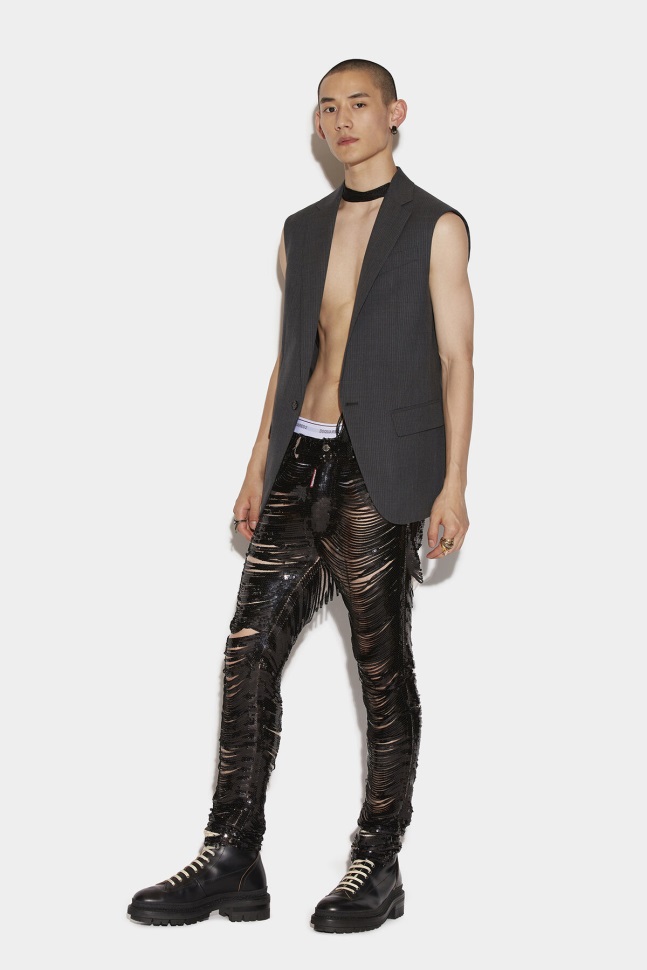 Dsquared2 Iconic NAVY BLUE/BLACK Ripped Sequins Cool Guy Jeans D2 - Image 1