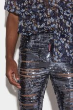 Dsquared2 Iconic NAVY BLUE/BLACK Ripped Sequins Cool Guy Jeans D2 BLACK - Image 4