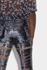 Dsquared2 Iconic NAVY BLUE/BLACK Ripped Sequins Cool Guy Jeans D2 BLACK - Image 5
