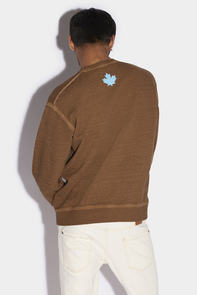 Dsquared2 Iconic One Life Organic Cotton Cool Sweatshirt BROWN/OCHRE - Image 2
