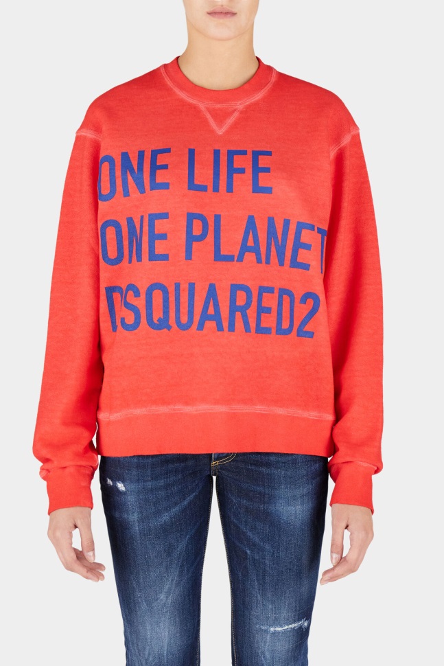 dsquared2_iconic_one_life_organic_cotton_cool_sweatshirt_d2_red.jpg Dsquared2 Iconic One Life Organic Cotton Cool Sweatshirt D2 RED - Image 1