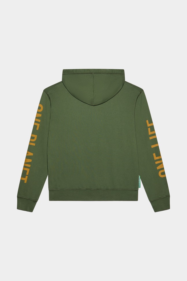 Dsquared2 Iconic One Life Organic Cotton Hooded Sweatshirt D2 GREEN - Image 2