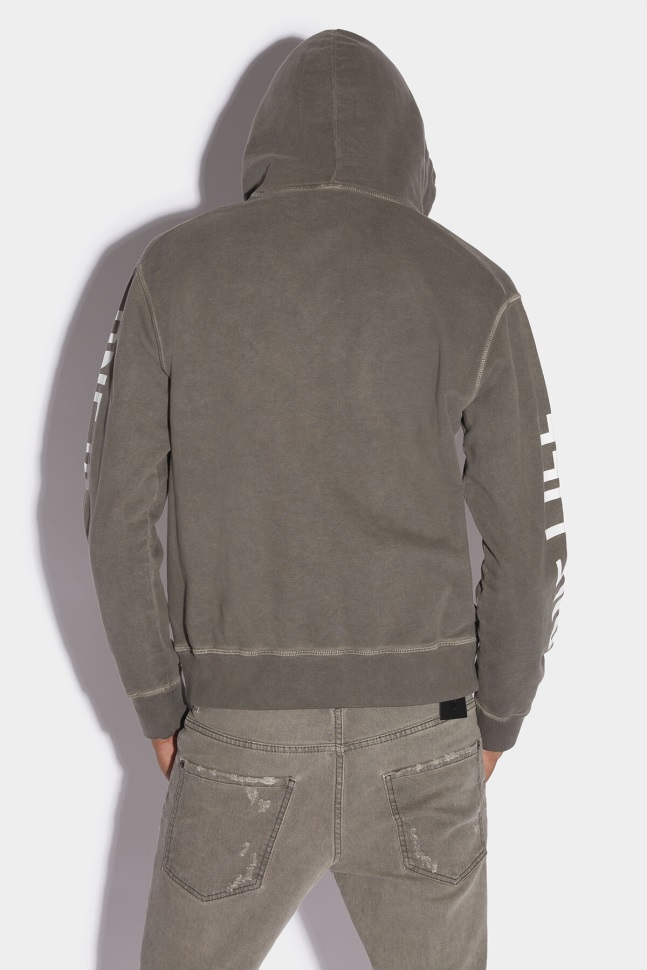 Dsquared2 Iconic One Life Organic Cotton Hooded Sweatshirt D2 GREY - Image 2