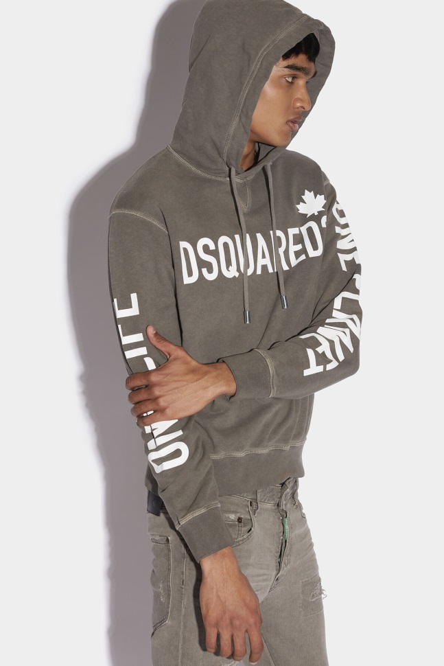 Dsquared2 Iconic One Life Organic Cotton Hooded Sweatshirt D2 GREY - Image 1