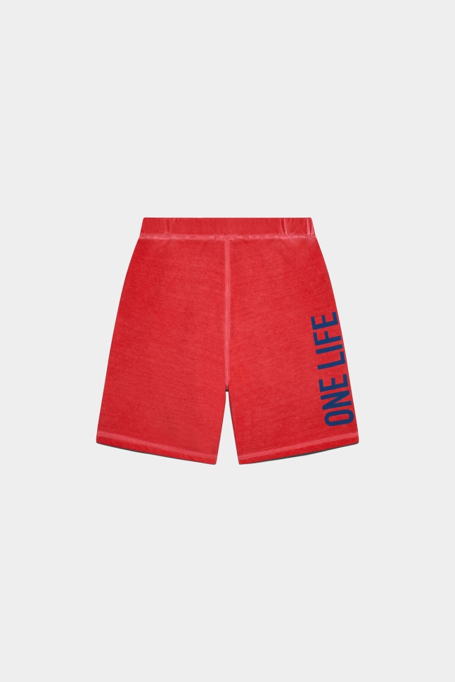 Dsquared2 Iconic One Life Organic Cotton Shorts RED D2 - Image 2