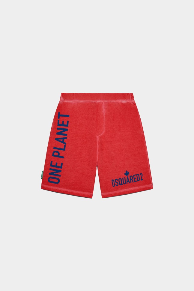 Dsquared2 Iconic One Life Organic Cotton Shorts RED D2 - Image 1