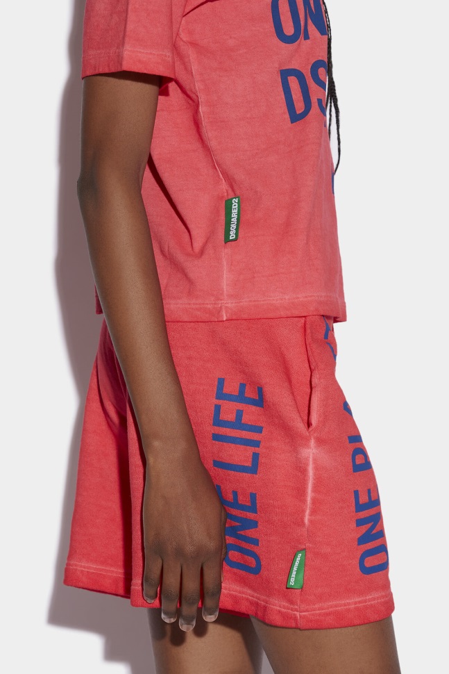 Dsquared2 Iconic One Life Partially Recycled Cotton T-Shirt RED D2 - Image 4