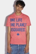 Dsquared2 Iconic One Life Partially Recycled Cotton T-Shirt RED D2 RED
