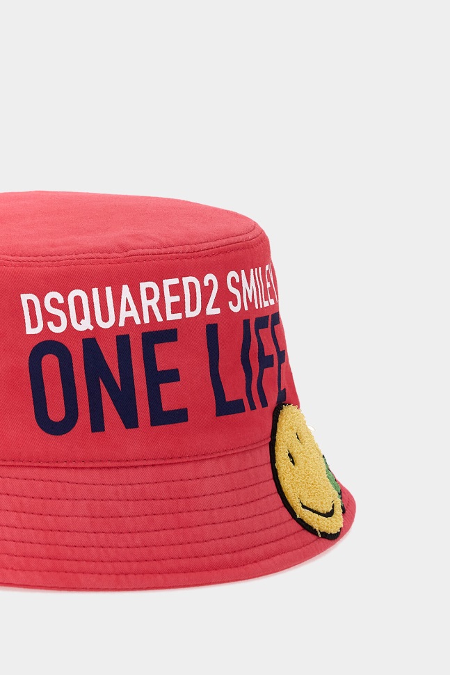 Dsquared2 Iconic One Life Recycled Nylon Bucket Hat POPPY RED/PETAL PINK - Image 5