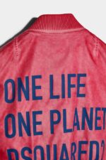 Dsquared2 Iconic One Life Recycled Nylon Oversized Bomber RED/GREEN - Image 4