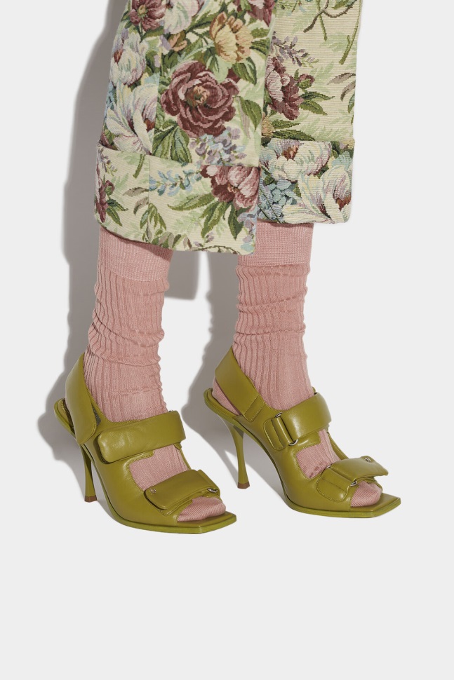 dsquared2_iconic_padded2_heeled_sandals_green.jpg Dsquared2 Iconic PaddeD2 Heeled Sandals GREEN - Image 1