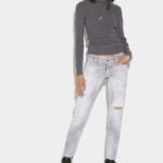 Dsquared2 Iconic Piranha Grey Denim Wash Jennifer Cropped Jeans
