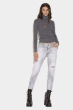 Dsquared2 Iconic Piranha Grey Denim Wash Jennifer Cropped Jeans