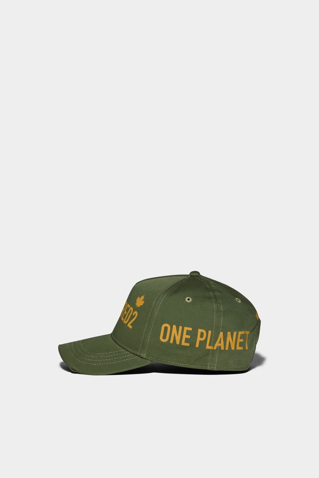 Dsquared2 Iconic POPPY RED/GREEN One Life Organic Cotton Baseball Cap D2 GREEN - Image 3
