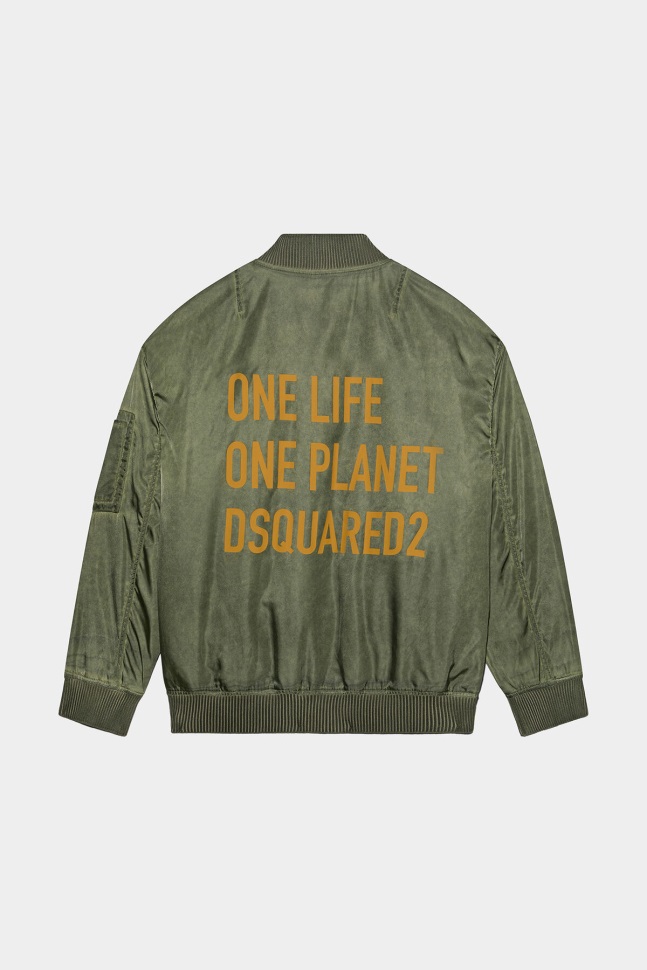 Dsquared2 Iconic RED One Life Recycled Nylon Oversized Bomber - Image 2